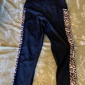 ZYIA Black Leggings with Leopard Accents